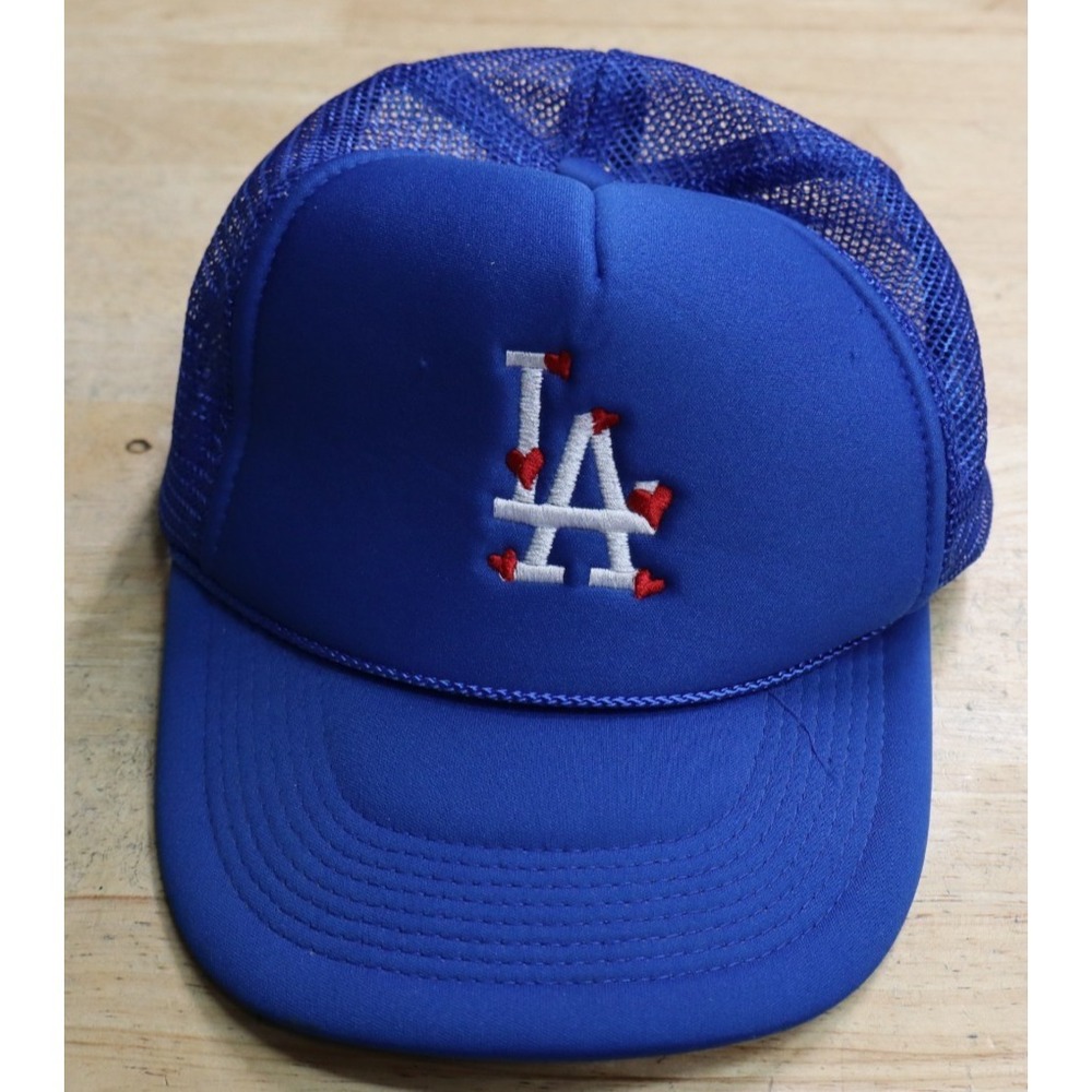 LA Dodgers Hearts Nissun Hat Cap Strap Back Adult Blue MLB Polyester Trucker